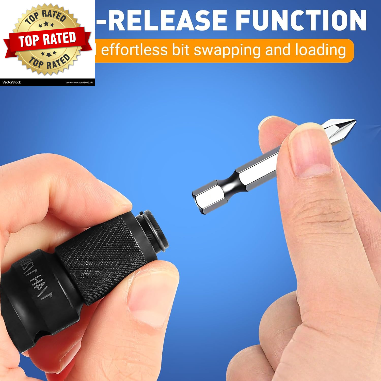 3-Piece Quick Release Impact Bit Holder Set, 1/2" 3/8" 1/4" Square Drive to 1/4"