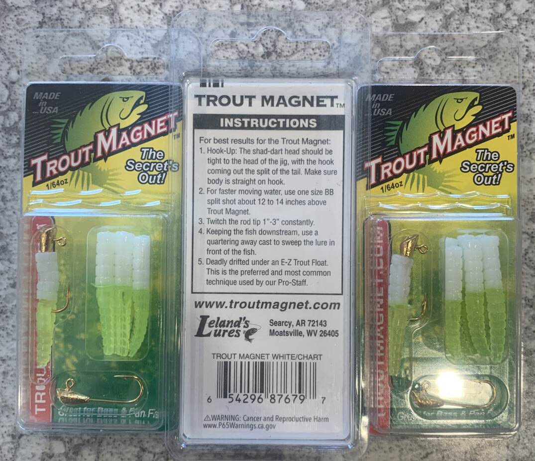 3 Packs Trout Magnet 9pc 1/64oz White Chartreuse