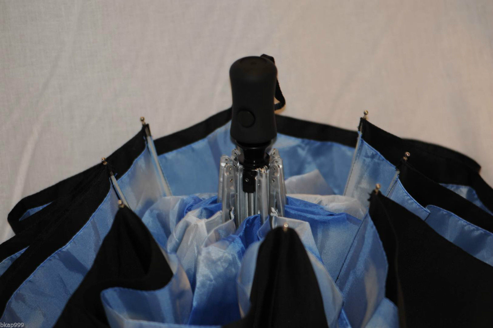 New Umbrella Compact Automatic Sturdy Travel Black with Blue Sky / White Clouds