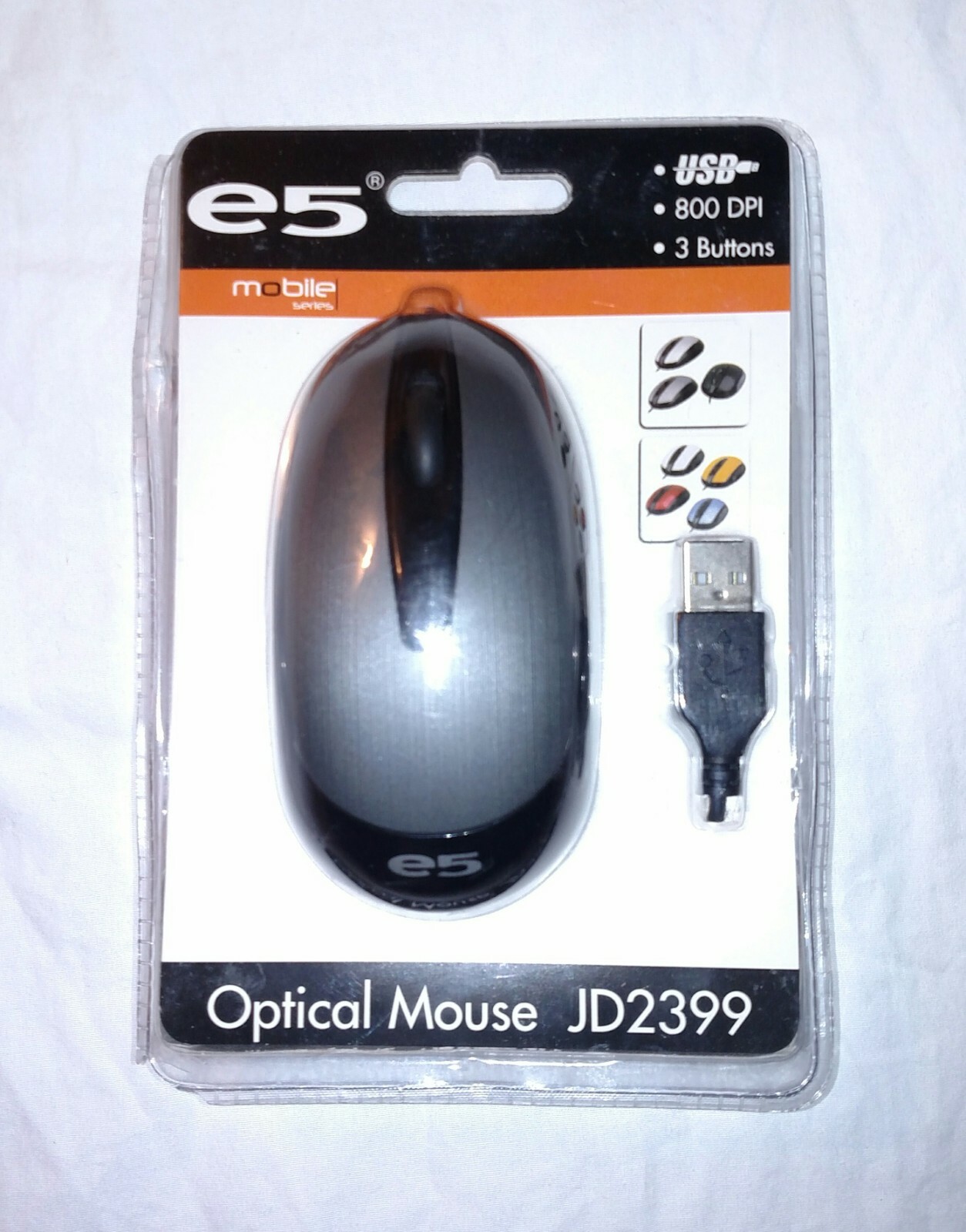 E5 Optical Computer Mouse USB Corded 3 Buttons Model JD2399 Mobile Series New