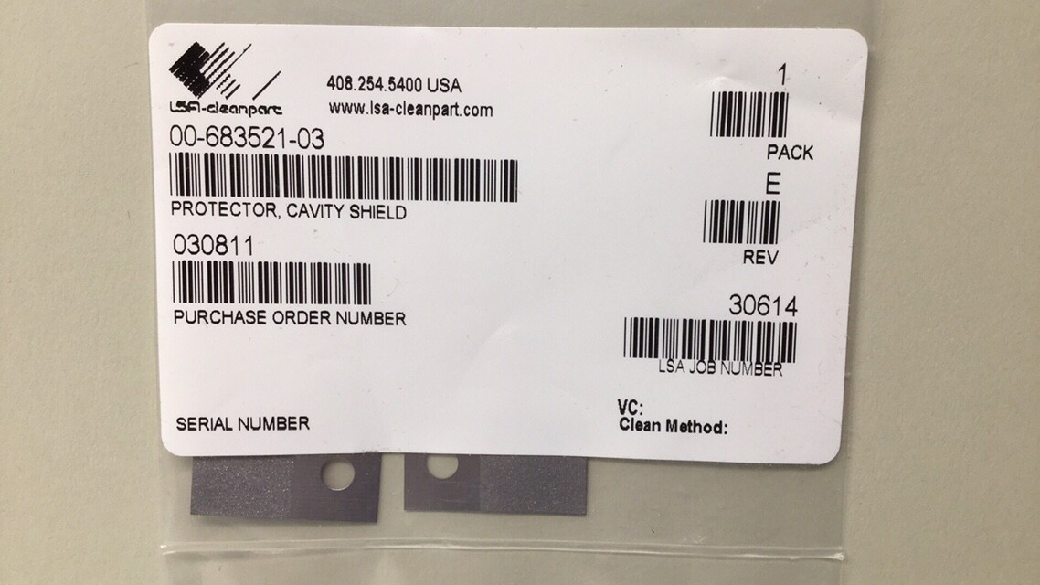 Novellus 00-683521-03 Protector Cavity Shield ISA Cleanpart 0068352103