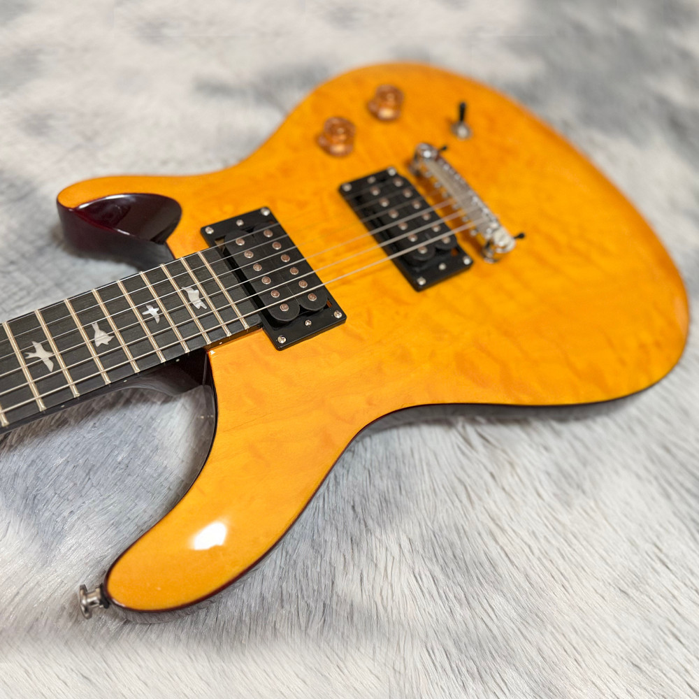 Full Size Amber PRS Electric Guitar HH Pickups Bird Fretboard Inlays