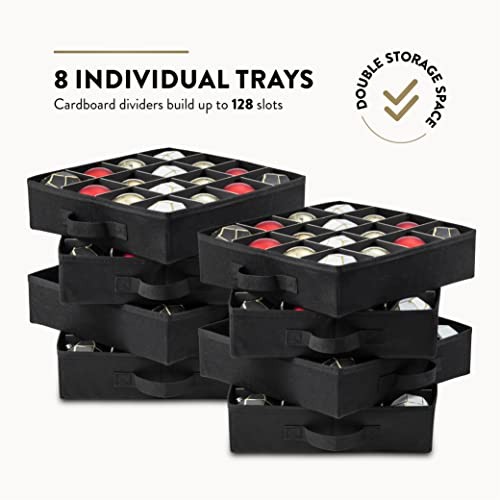 Premium Large Christmas Ornament storage Box, with Side Open, 128 count Red