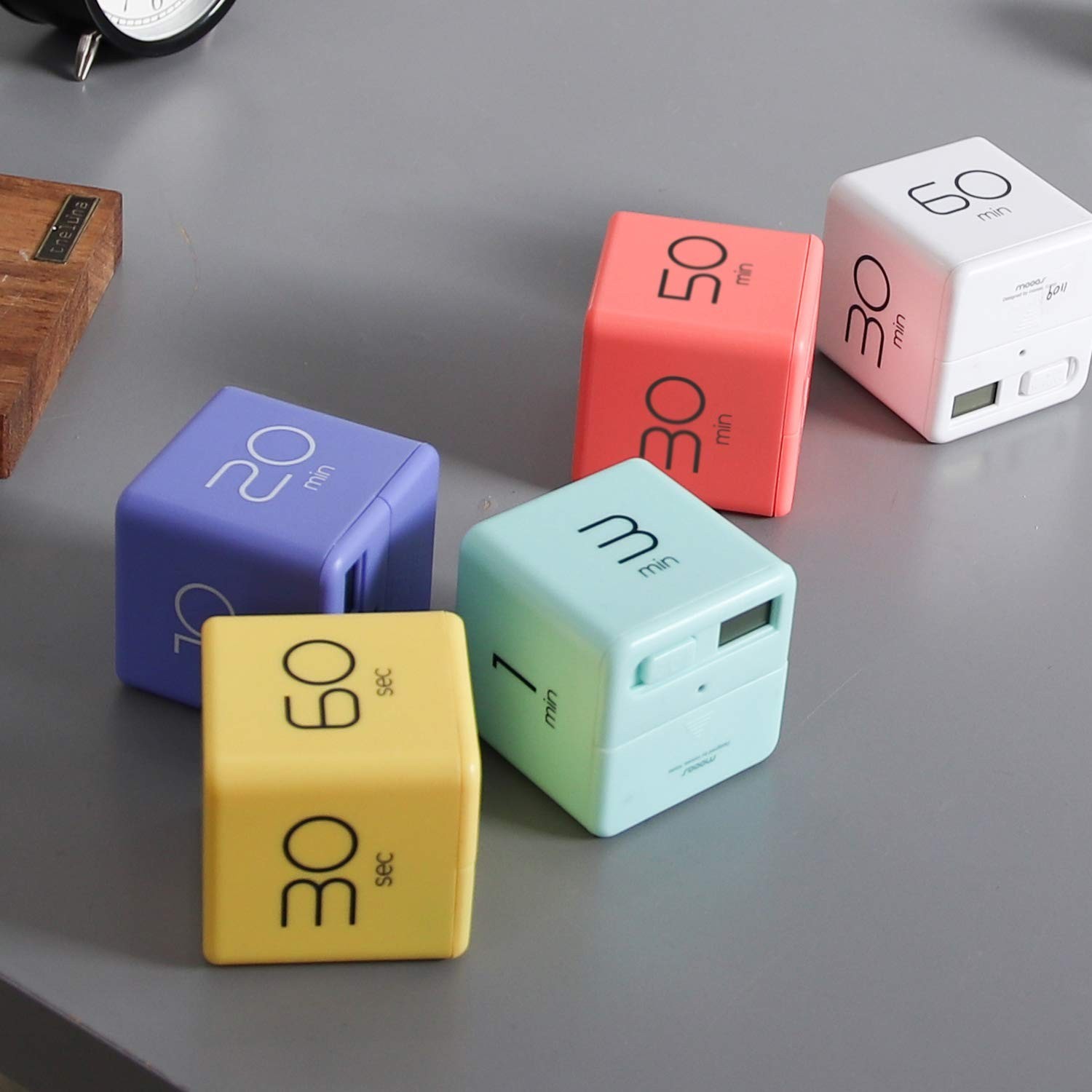 mooas Cube Timer (White), Timers Cube Flip Block Timers Productivity Gravity ...