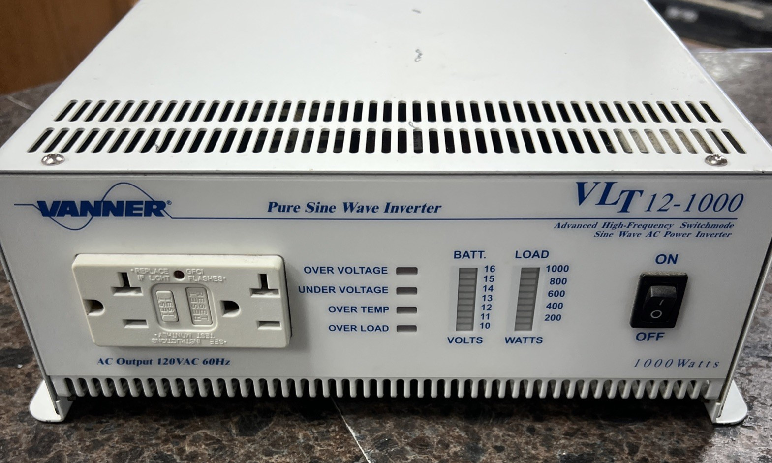 VANNER - VLT 12-1000 12 Volt DC to AC Pure Sine Wave Inverter