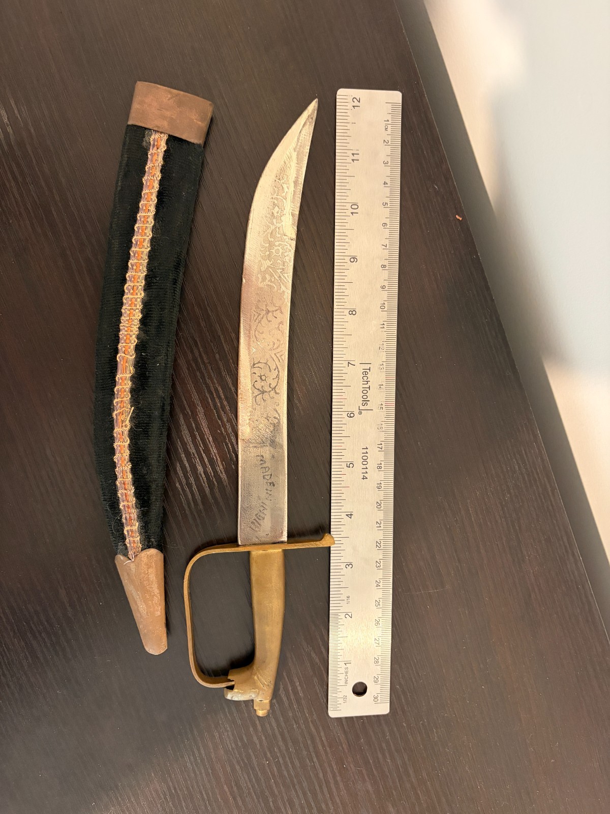 Ornamental Eastern Saber Knife | Metal, Wood, and Felt | Display Only