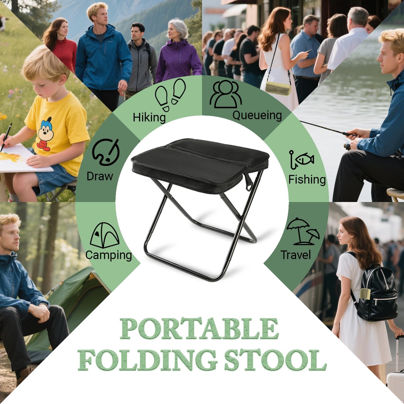 Portable Foldable Backpack Stool,Tiny Foldable Stool which can Turned Into a ...