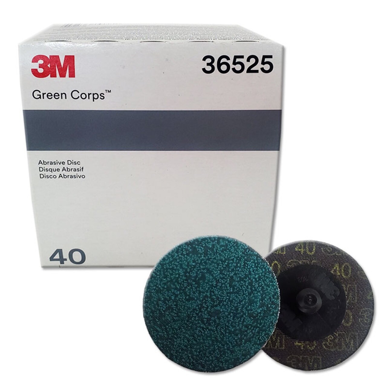 3M 36525 Green Corps Roloc Abrasive Disc (40 Grit, 2", 25 Pcs)