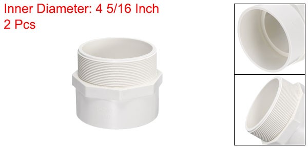 2 Pcs Union PVC Pipe Fitting 4" Male Adapter Thread Connector, White