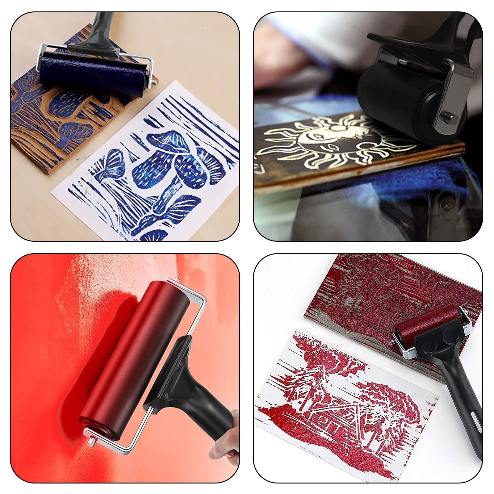 3 Pack Brayer Rollers for Crafting Vinyl Rubber Roller Brayers | Printmaking ...