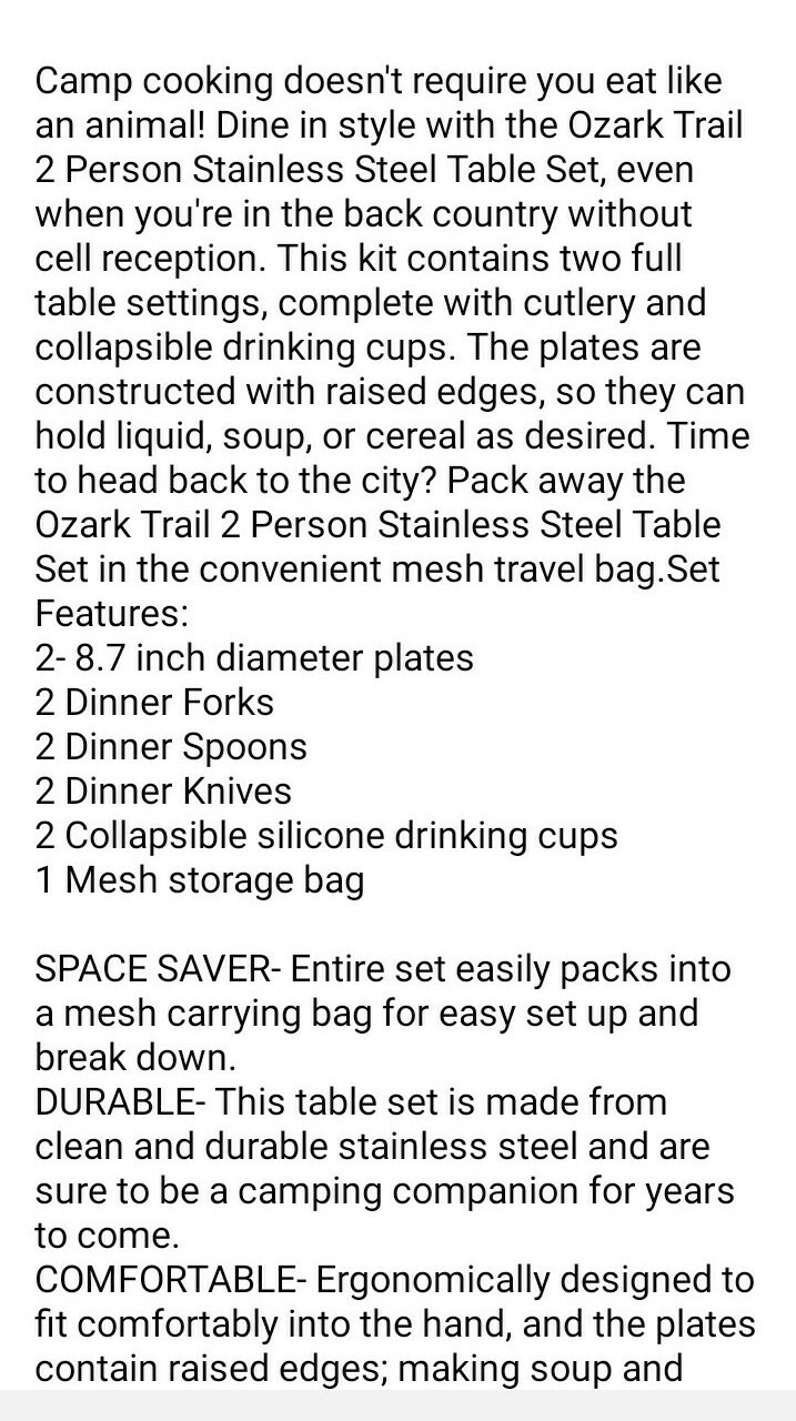 Metal Table Set 2 Person Camp Table Setting Collapsible Cup Ozark Trail Camping