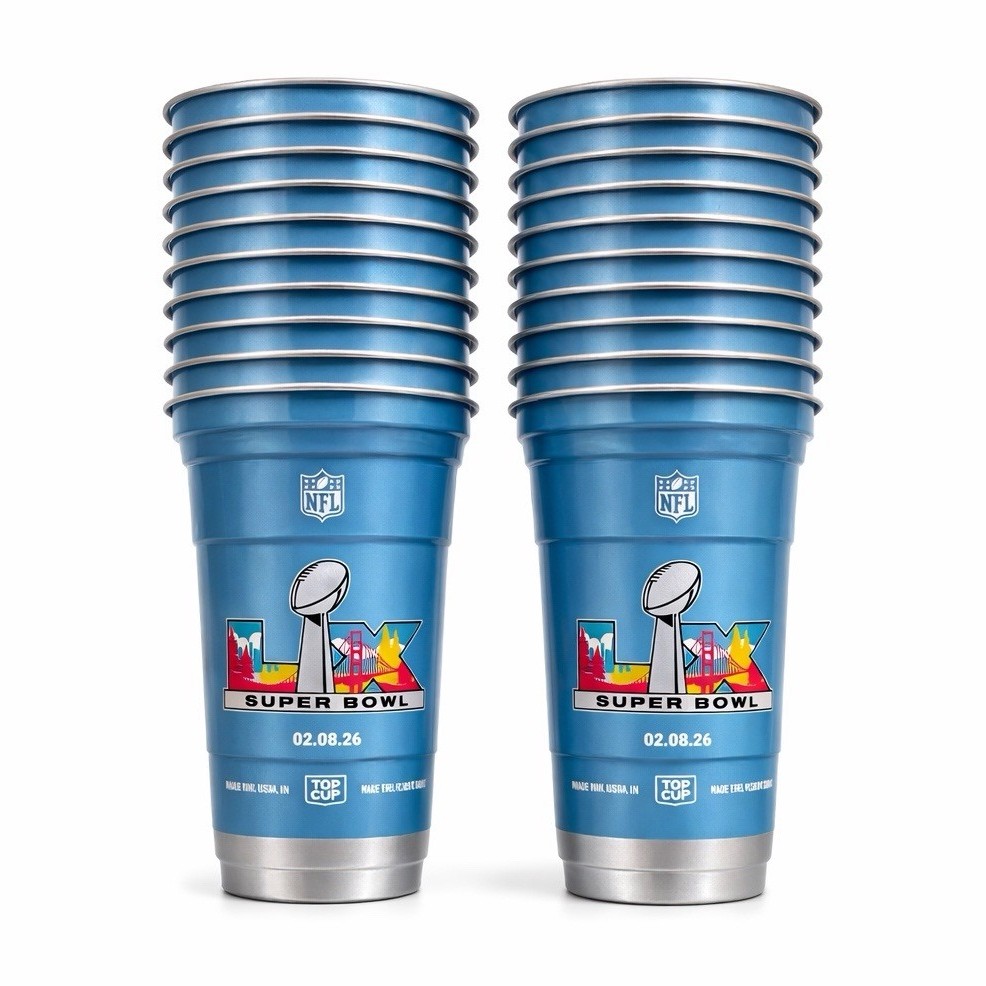 Top Cup NFL Super Bowl LIX Beverage Cups Blue Silver Official Souvenir (20 pcs)