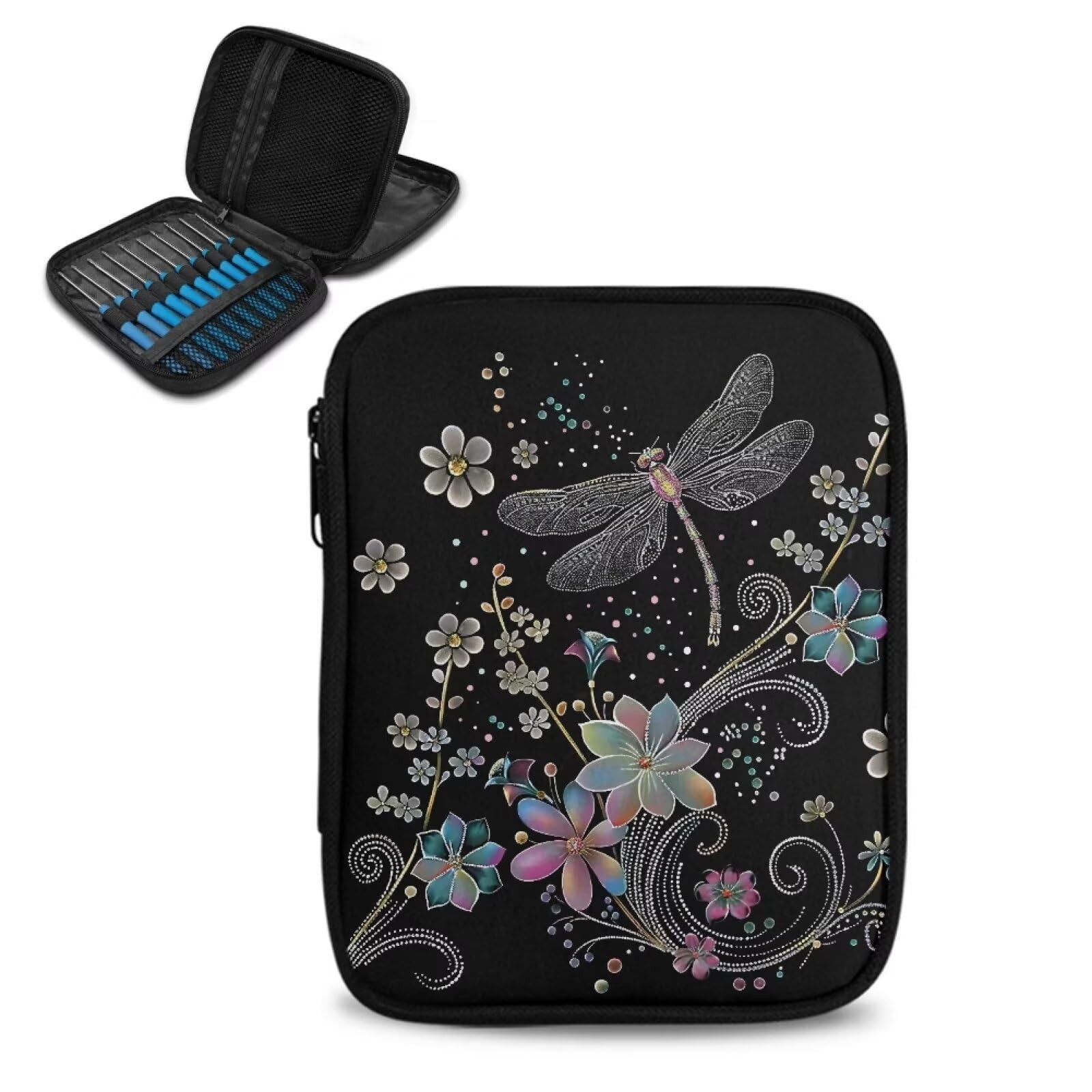 Dragonfly Organizer Case for Interchangeable Circular Knitting Needles, Croch