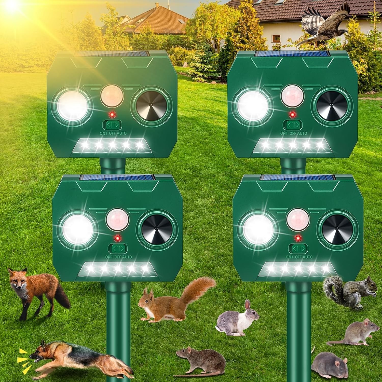 Ultrasonic Animal Repellent Outdoor Deer Repellent Devices Scare Out of Garden