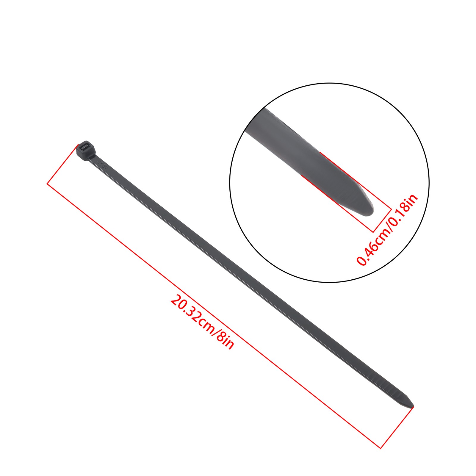 8 Inches, 65 lb Tensile Strength, Self-locking Nylon Cable Ties, Black, 1200Pcs