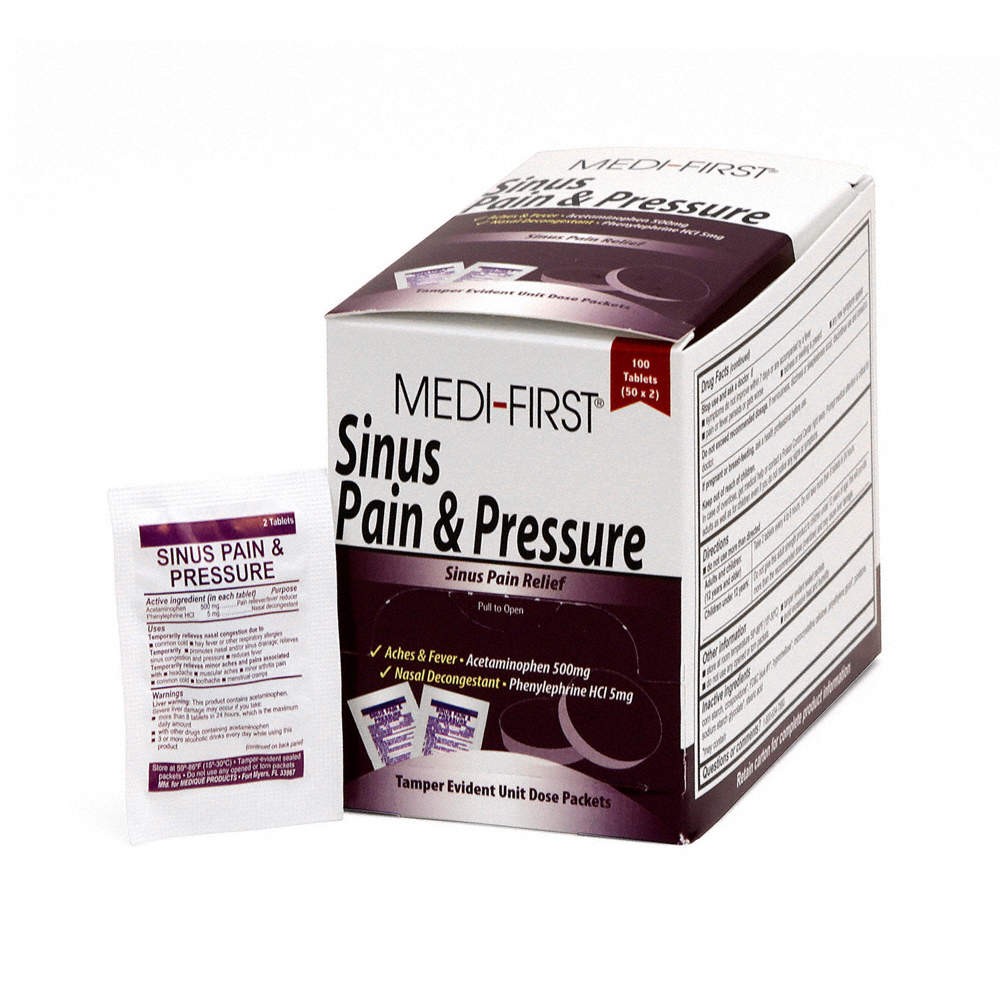 MEDI-FIRST 81933 Sinus/Allergy Reliever,PK100 3NNR9
