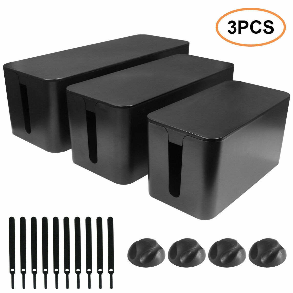 Cables Management Storage Box Set 3 Size Power Strips Cable Socket Organizer Box