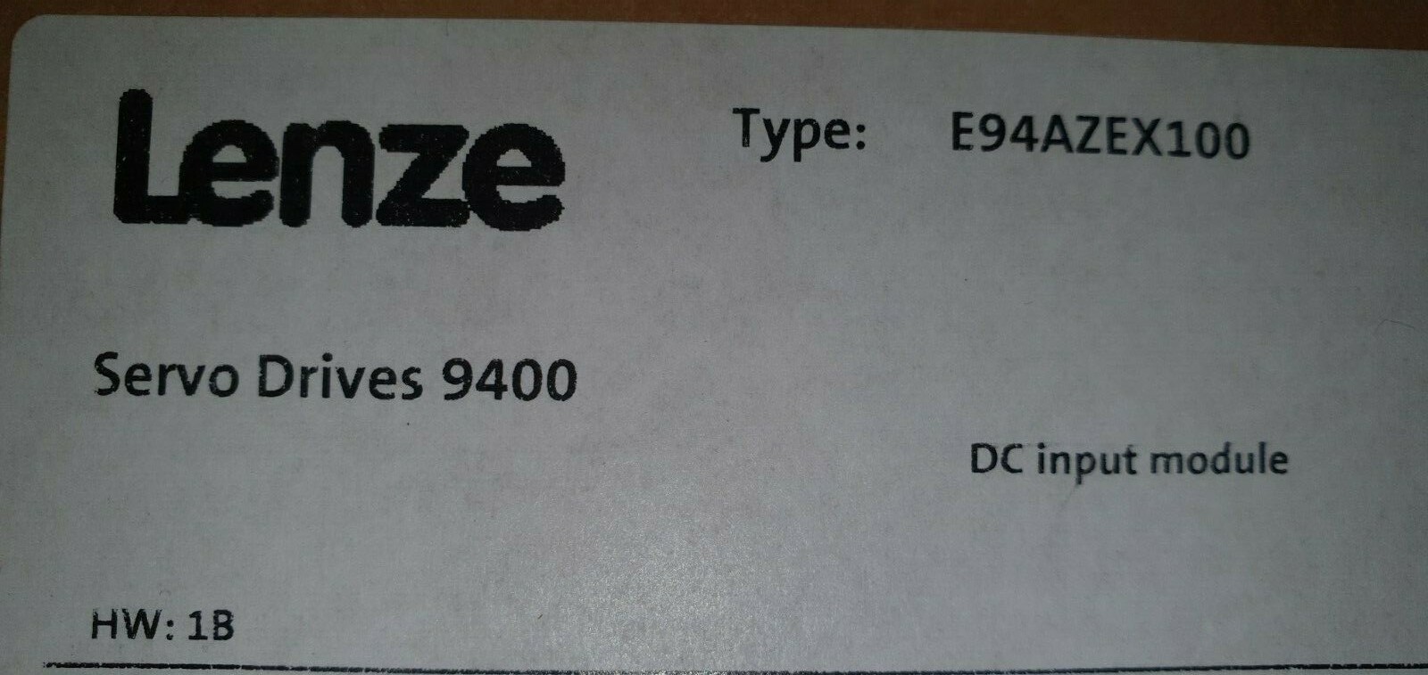 Lenze Servo Drives 9400 DC input module HW:1B Type: E94AZEX100 New -