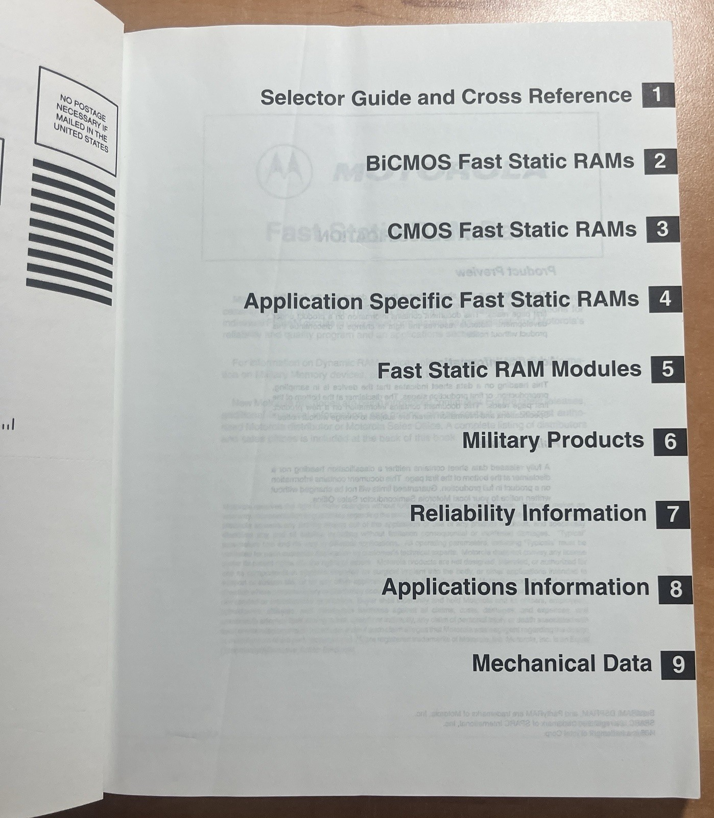 MOTOROLA Fast Static RAM BiCMOS, CMOS AND Module Data 1992 TPB DL 156/D