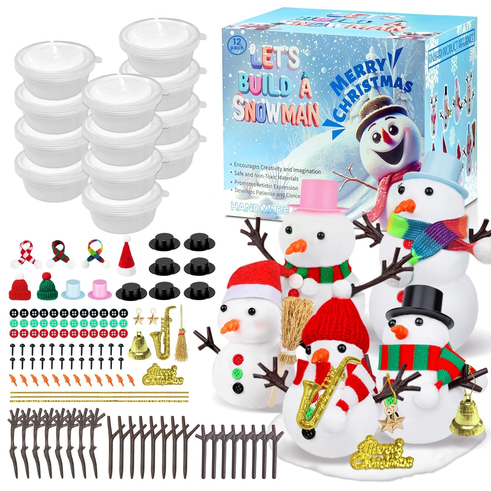 Snowman Craft Kit 12 Pack Modeling Clay Winter DIY Set | Kids activities, cla...