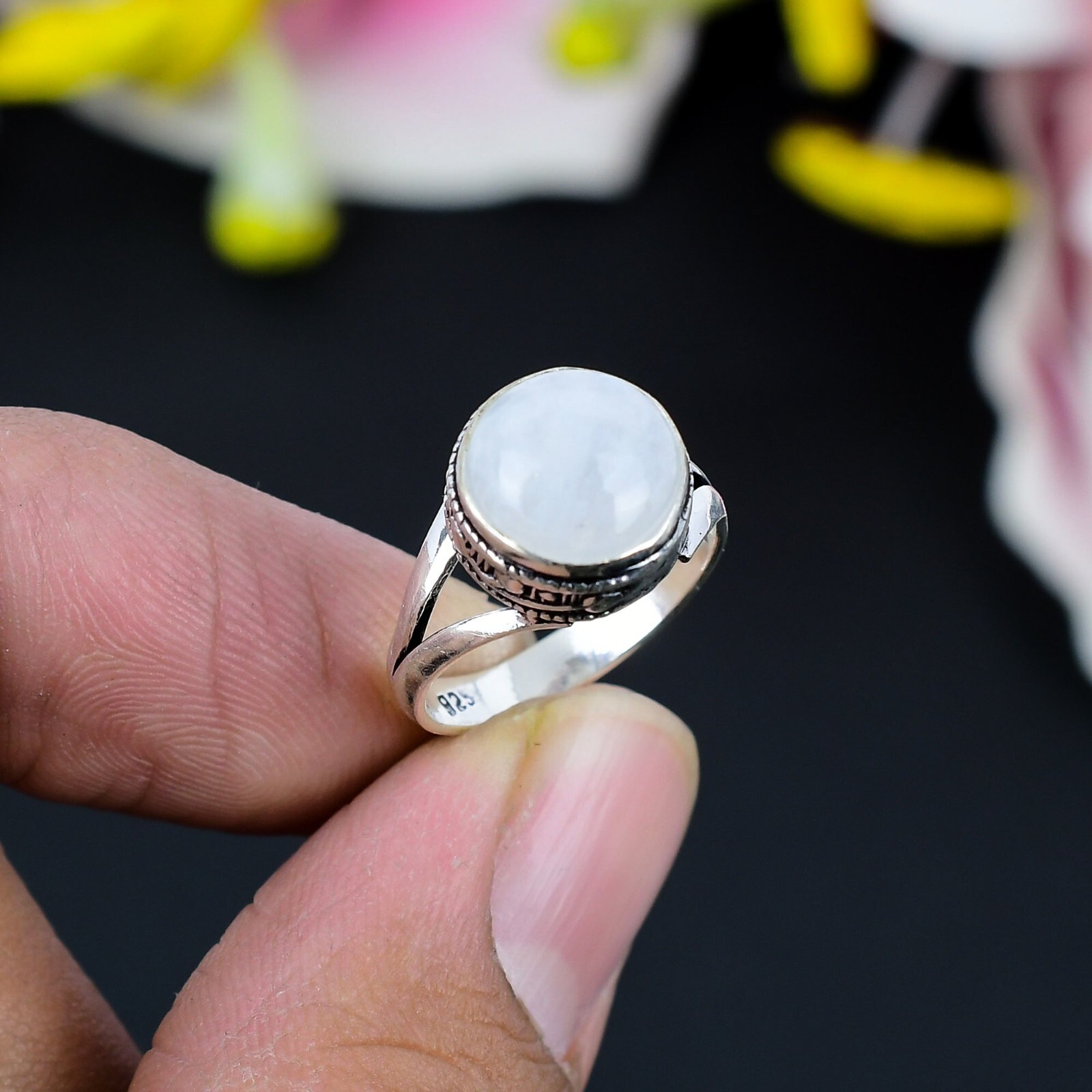 Natural Rainbow Moonstone 925 Sterling Silver Jewelry Handmade Ring All Sizes