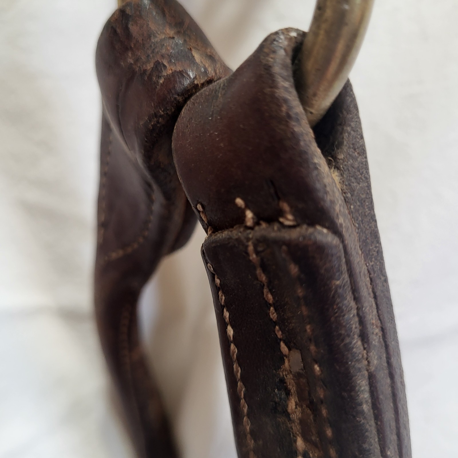 Double Stitched Leather Halter~Brass Nameplate~FULL Horse Sz~BROWN