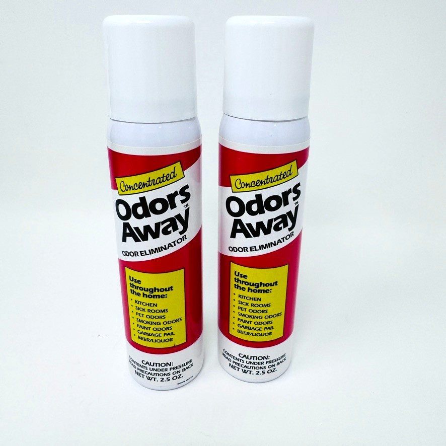 LOT 2 - Odors Away Concentrated Odor Eliminator Aerosol Spray 2.5 oz NEW