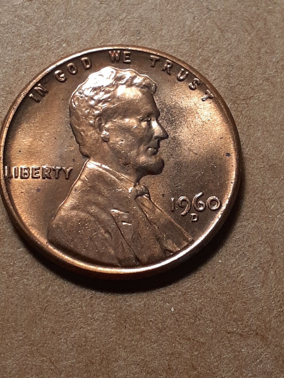 1960 D LINCOLN CENT FILLED R IN LIBERTY   UNC