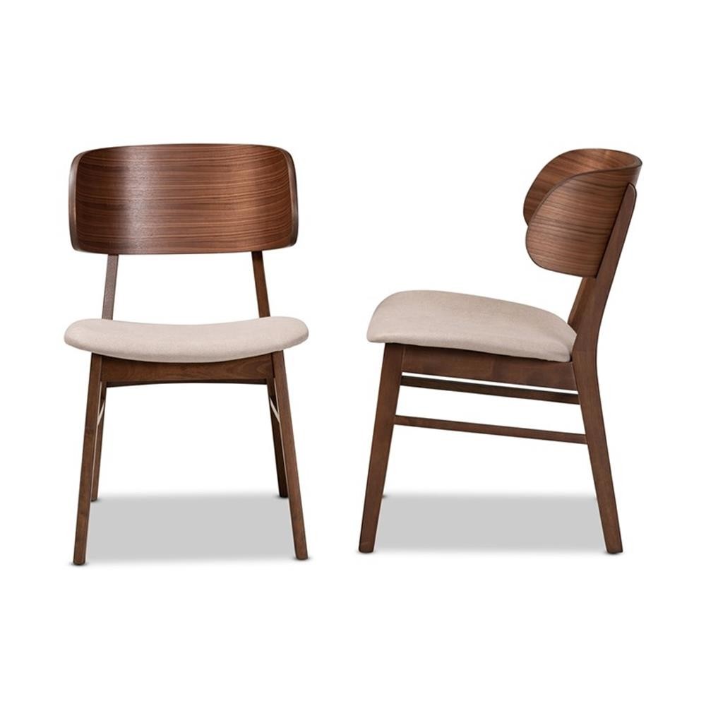 Bowery Hill Beige and Brown Finished Wood 2-Piece Dining Chair Set
