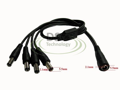 One to Four Power Quad Splitter "2.1mm Socket to 4 x 2.1mm Power Plug"