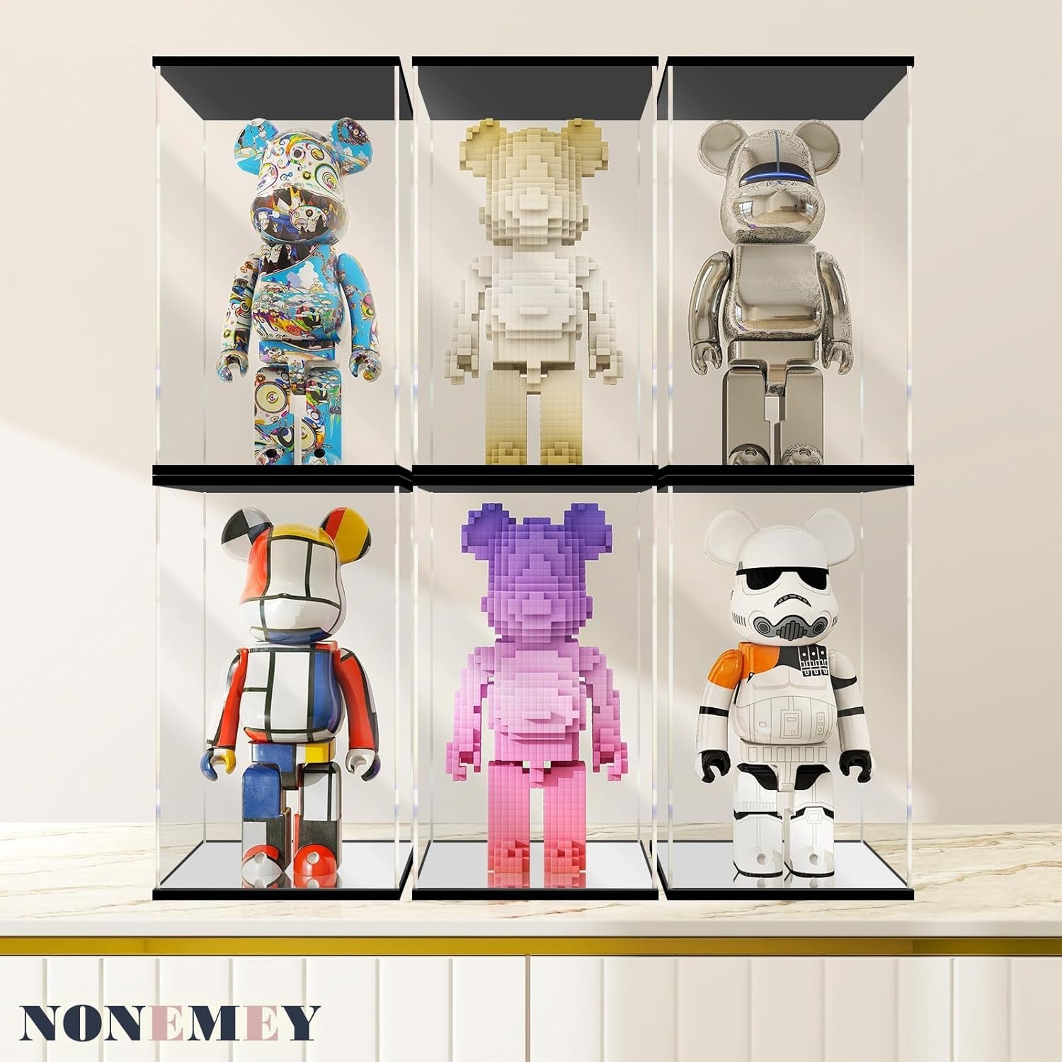 Clear Acrylic Display Case with Remote Control Light for 400% Bearbrick, Dust...