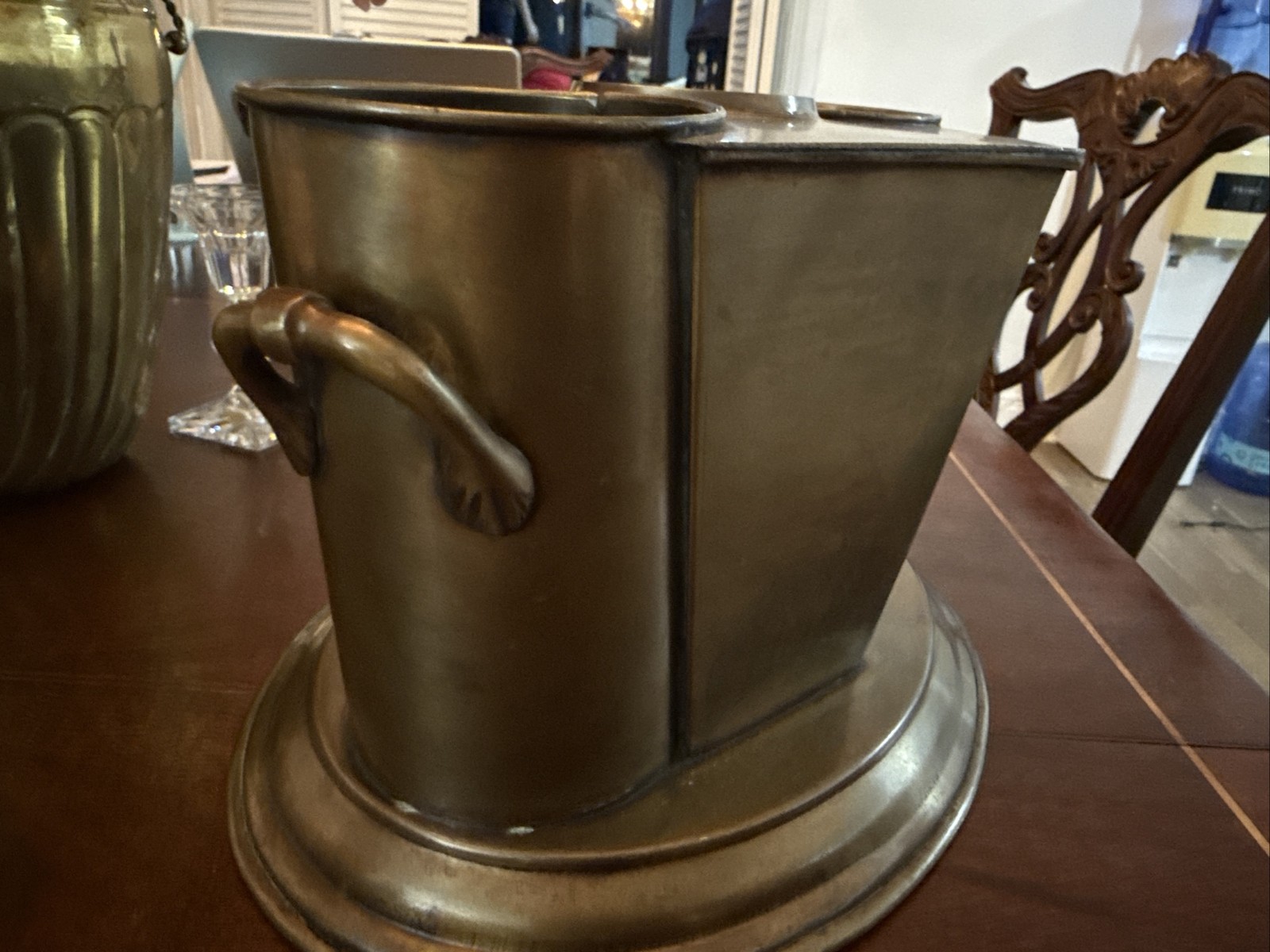 Brass wine cooler. Holds 2 Bottles/ice bucket