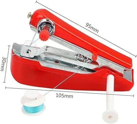 1Pc Blue Handheld Sewing Machine, Portable Mini Manual Handy Needlework Tool