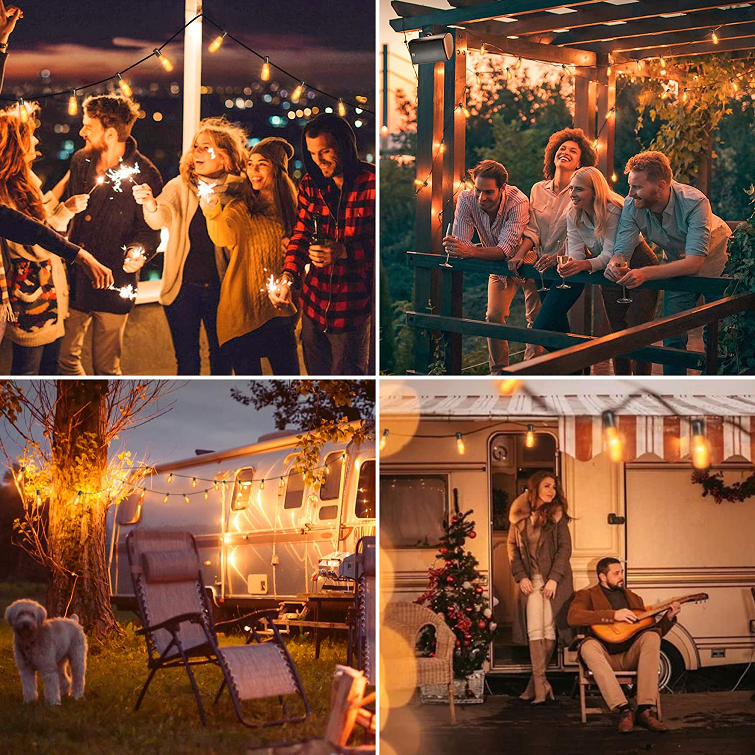 Mimigogo Flickering Flame String Lights22ft 20led String Lights For Outsideplug