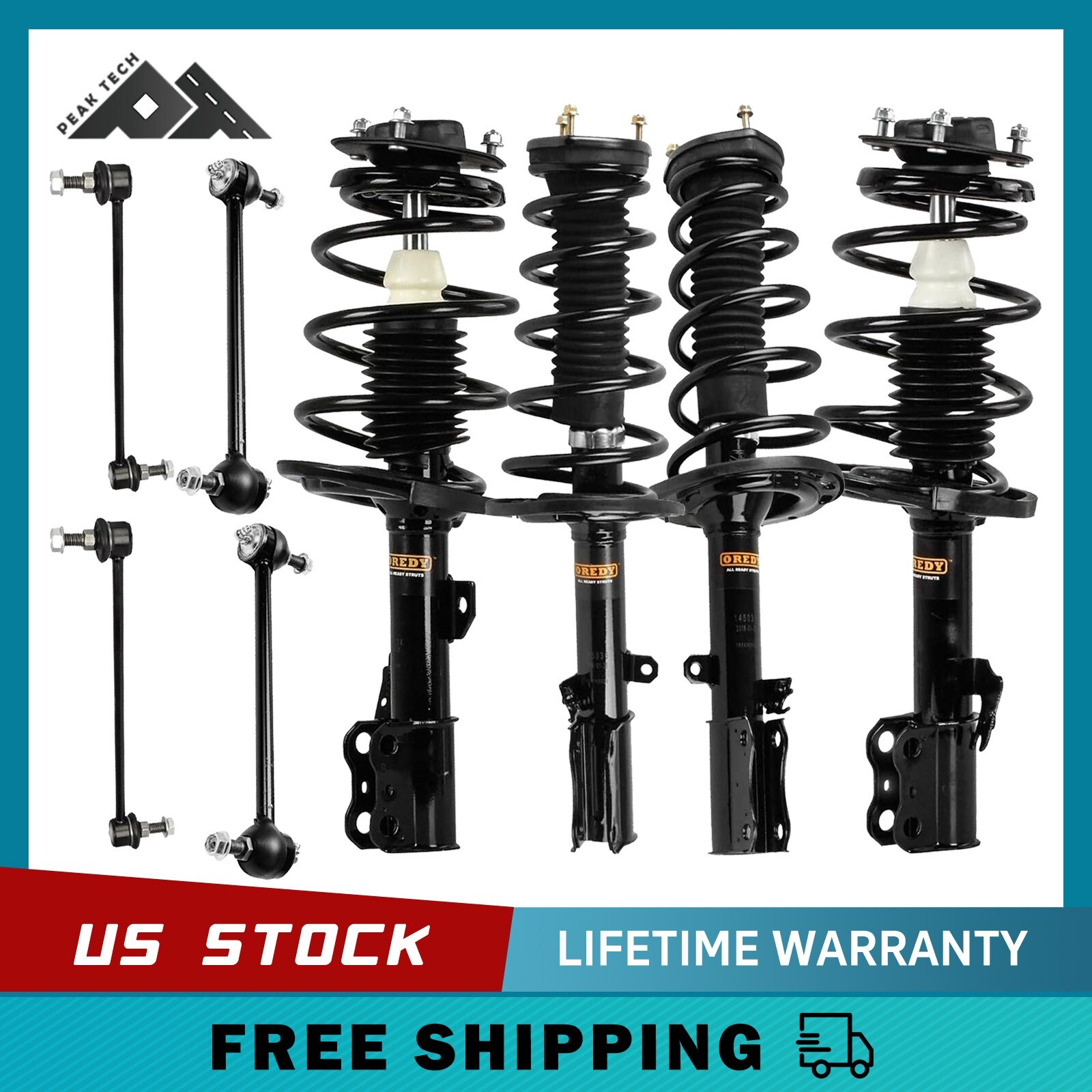 Front & Rear Struts + Sway Bar Links for 2004 2005 2006 Toyota Camry Lexus ES330