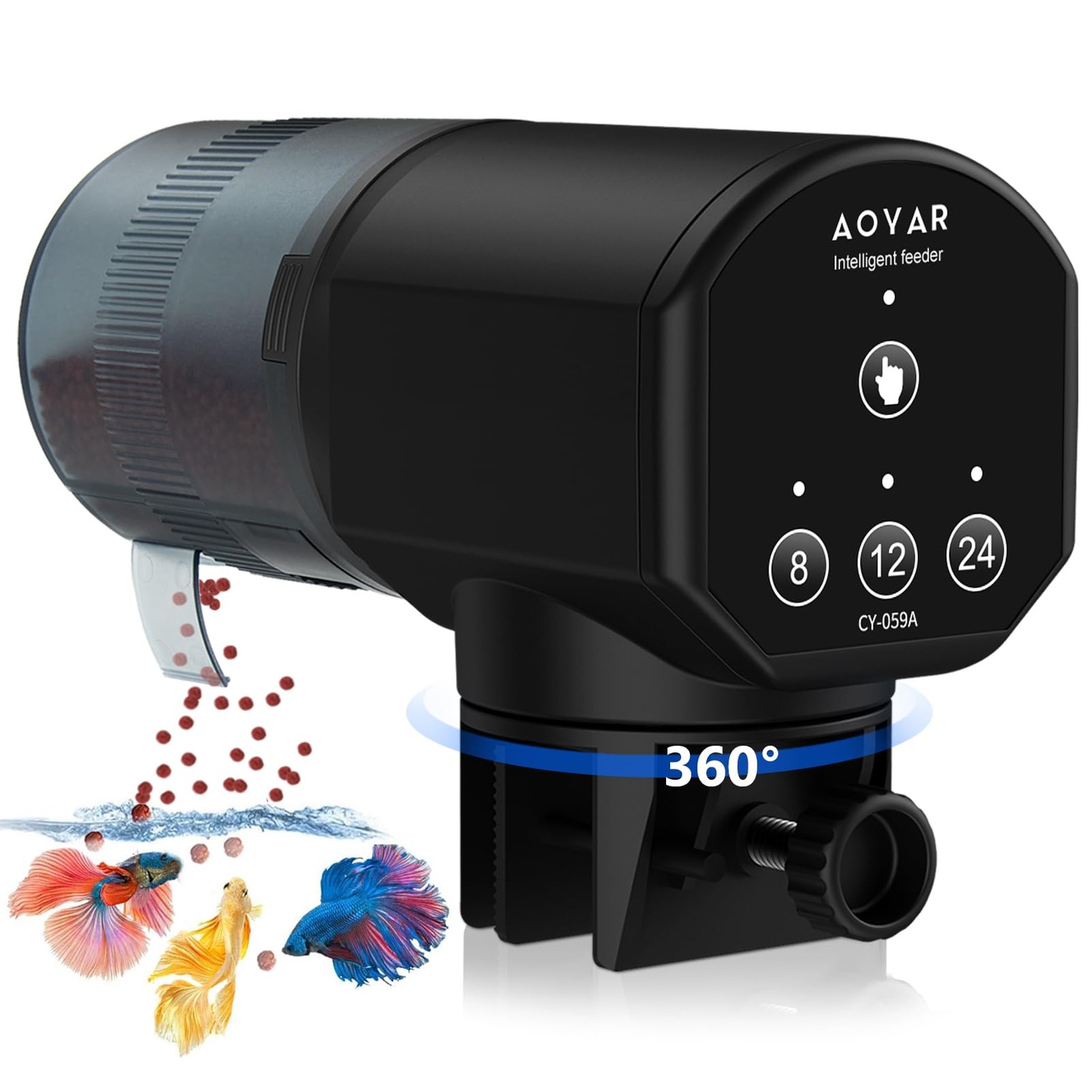 Automatic Fish Feeder Dispenser for Aquarium: 200ml Large Capacity Auto Black