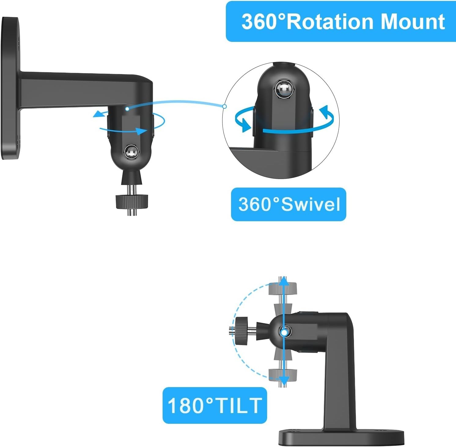 Weatherproof Aluminum Wall Mounts for Ring Cameras - 2-Pack Adjustable Bracket