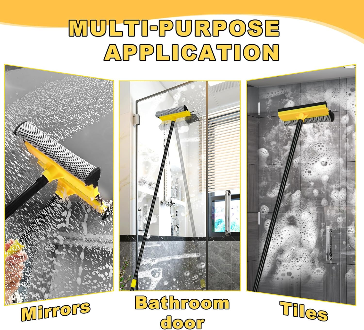 Window Squeegee with Extension Pole, 54.5 inches Car Windshield Washer Kit with