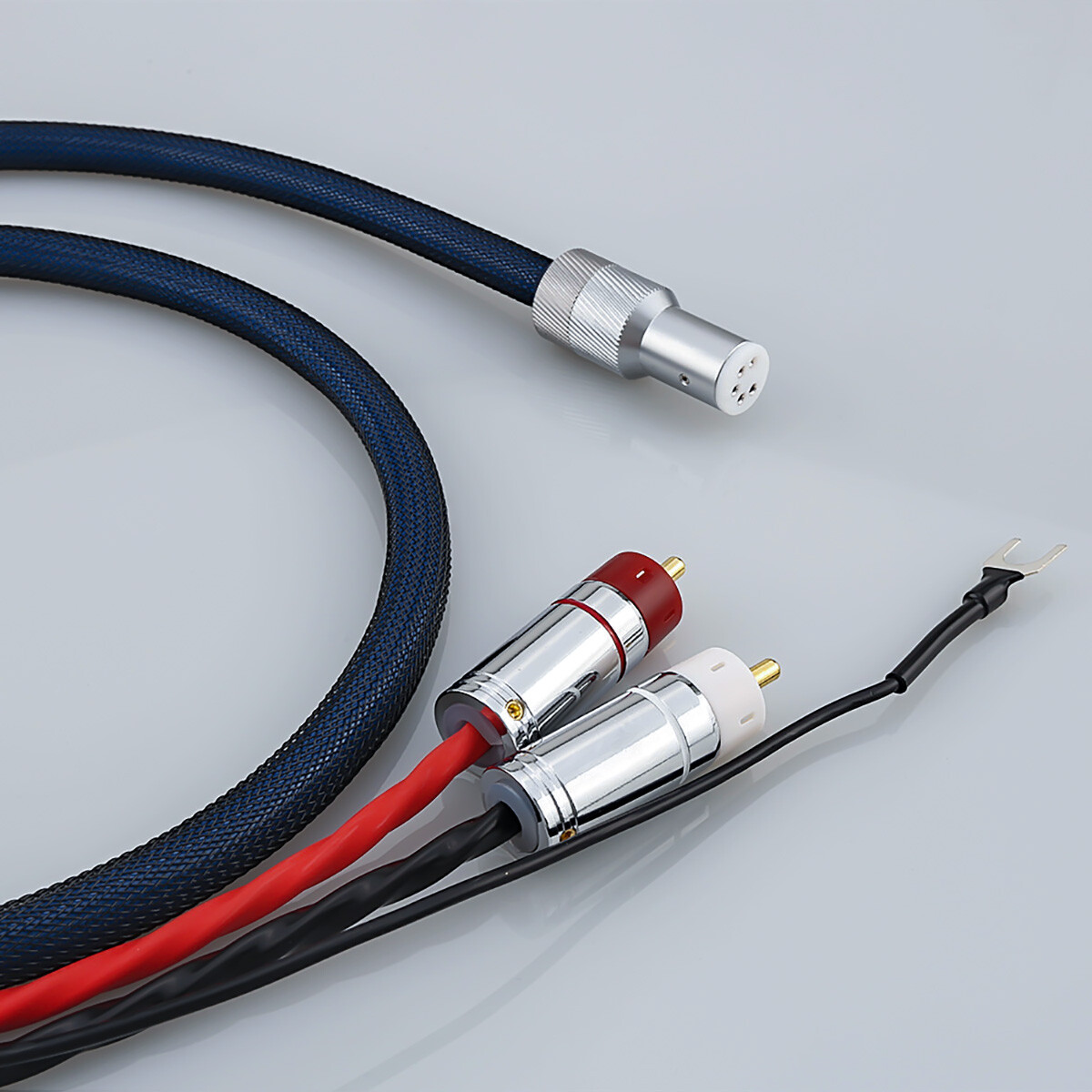 6N OCC Silver Shield RCA to 5Pin DIN Audio Phono Tonearm Wire w/ Ground Cord New
