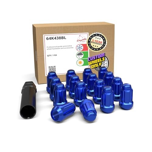 16 Pcs M10x1.25 10x1.25 Thread Car 1.38" 35mm Long Lug M10 x 1.25 Blue Spline