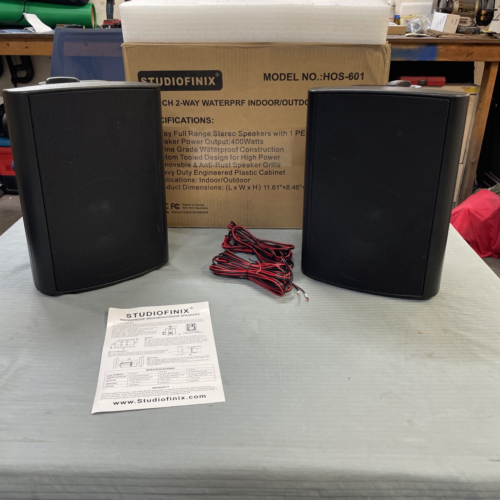 Herdio 6.5" 400W In/Outdoor Bluetooth Speakers Wall Mount Patio Waterproof Pair