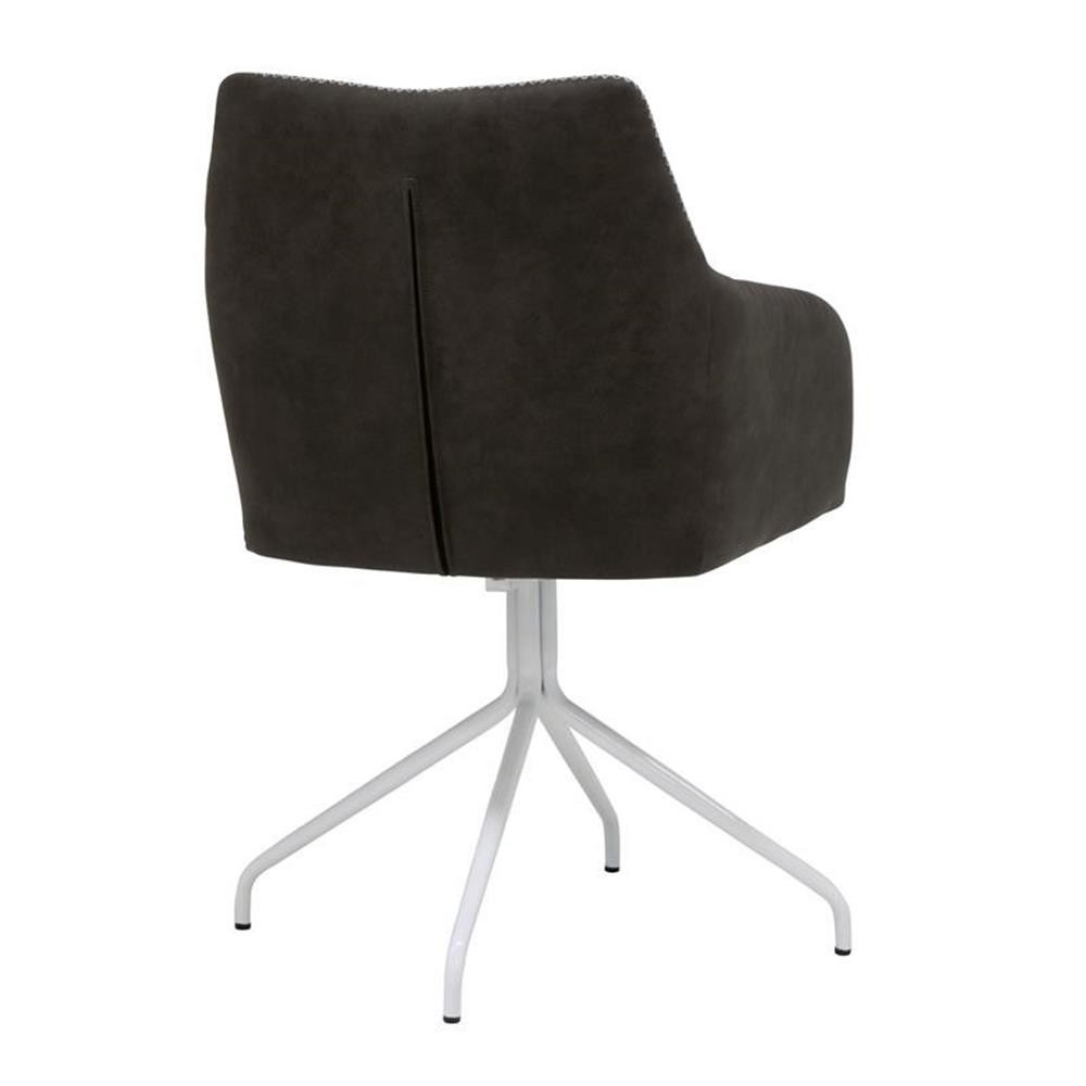 Calico Designs Adelaide Stainless Steel Swivel Accent Chair in White/Dark Gray