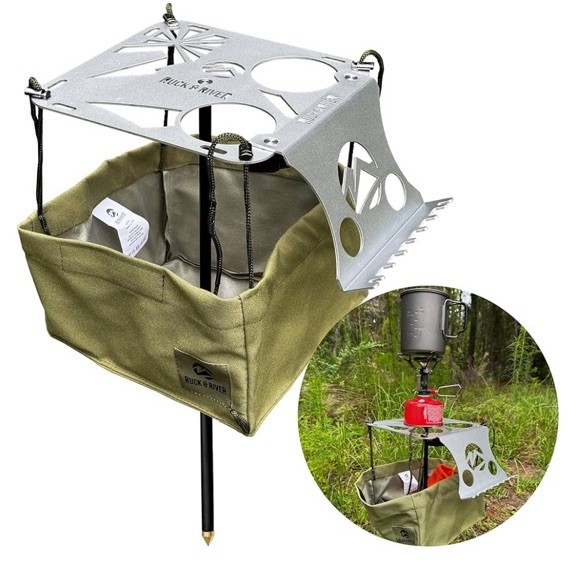 Ruck & River Small Aluminum Camping Table Compact Single Pole Cup Holders