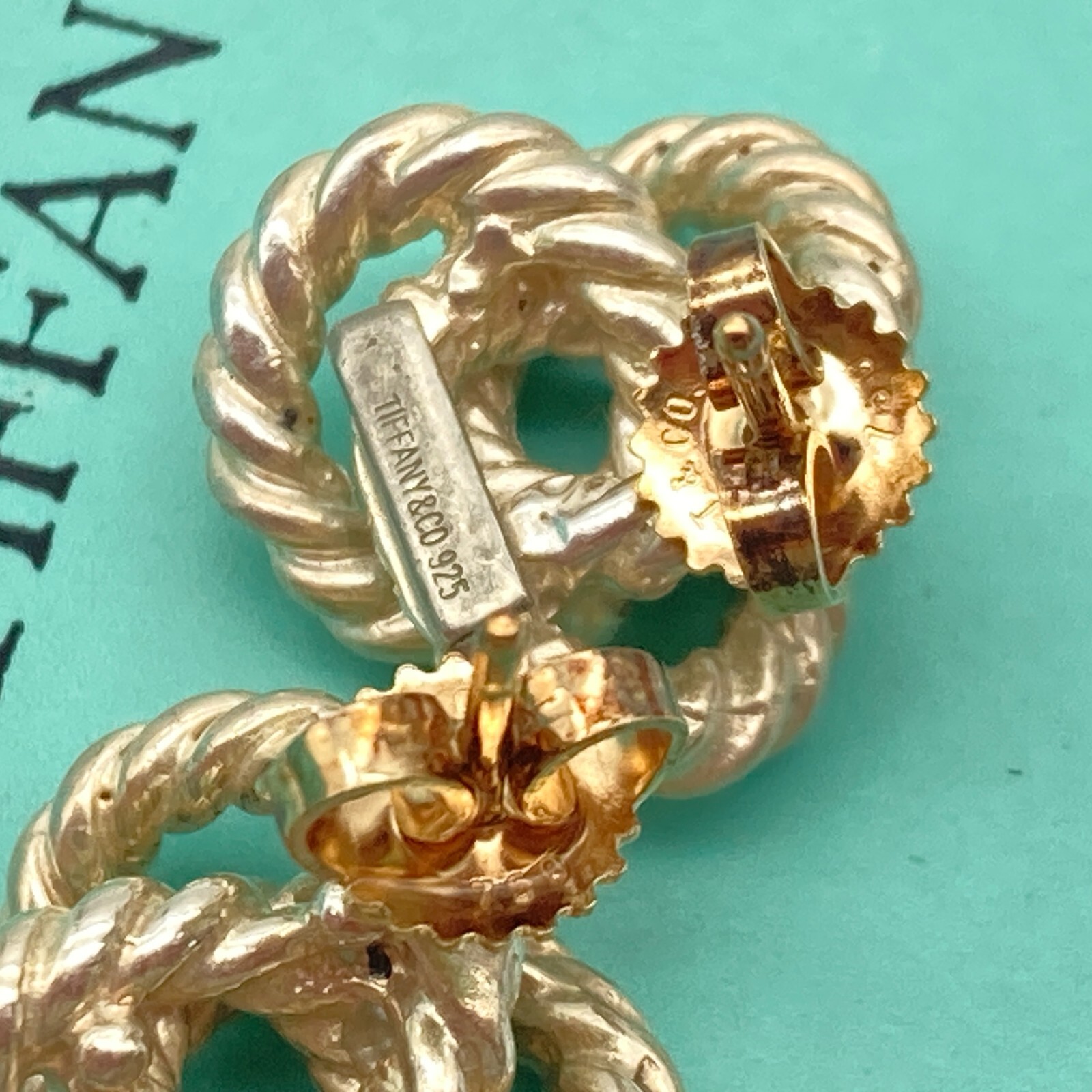 Tiffany & Co. Twist Rope Stud Earrings Gold Silver 7.0g