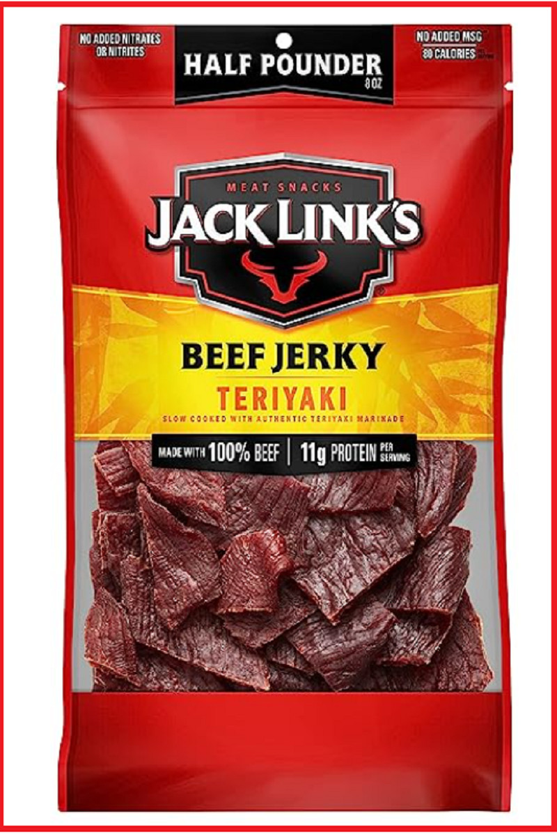 Jack Link’s Beef Jerky, Teriyaki, ½ Pounder Flavorful Meat Snack No Added MSG*
