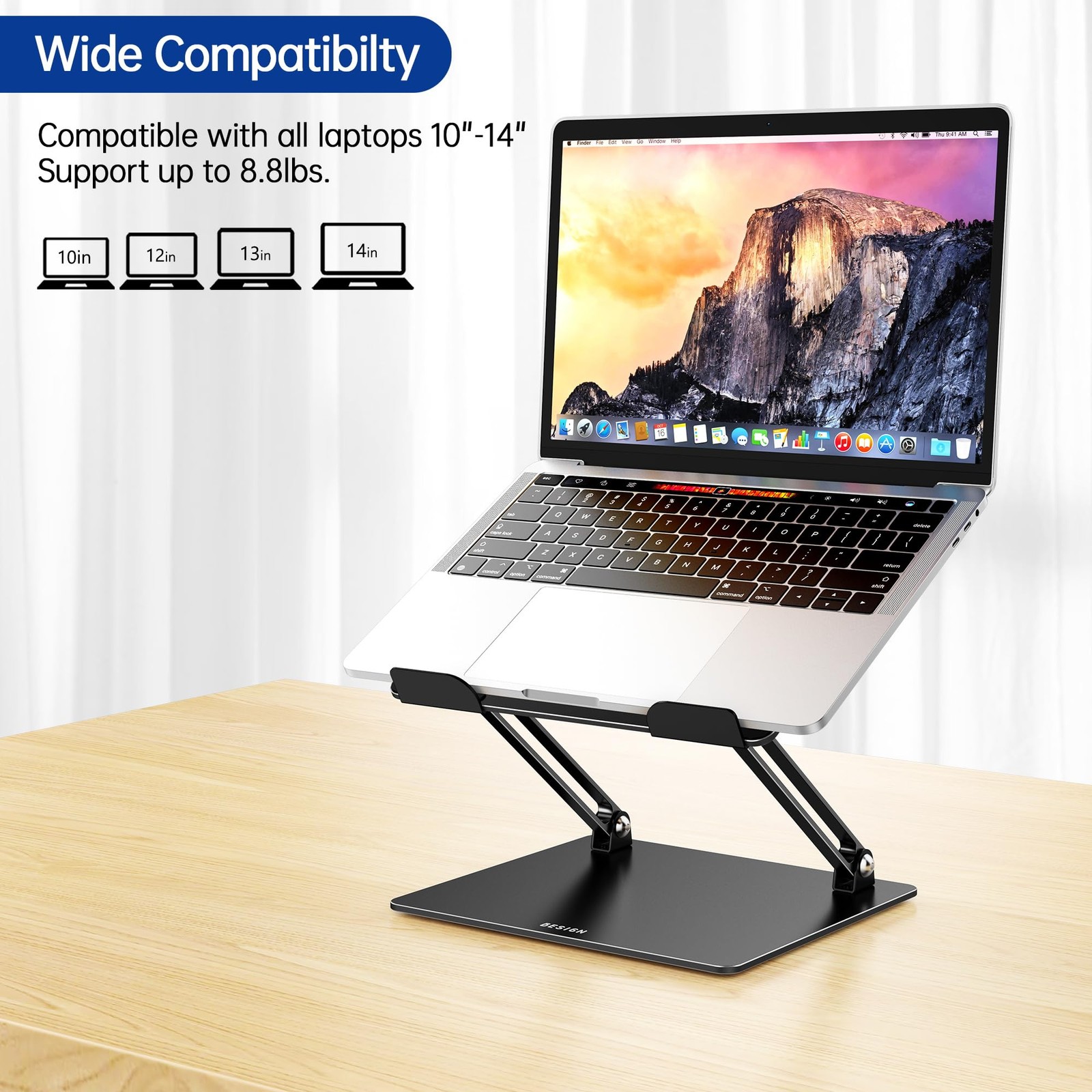 Adjustable Laptop Stand Metal Foldable Notebook Riser Portable Desk Holder 1014