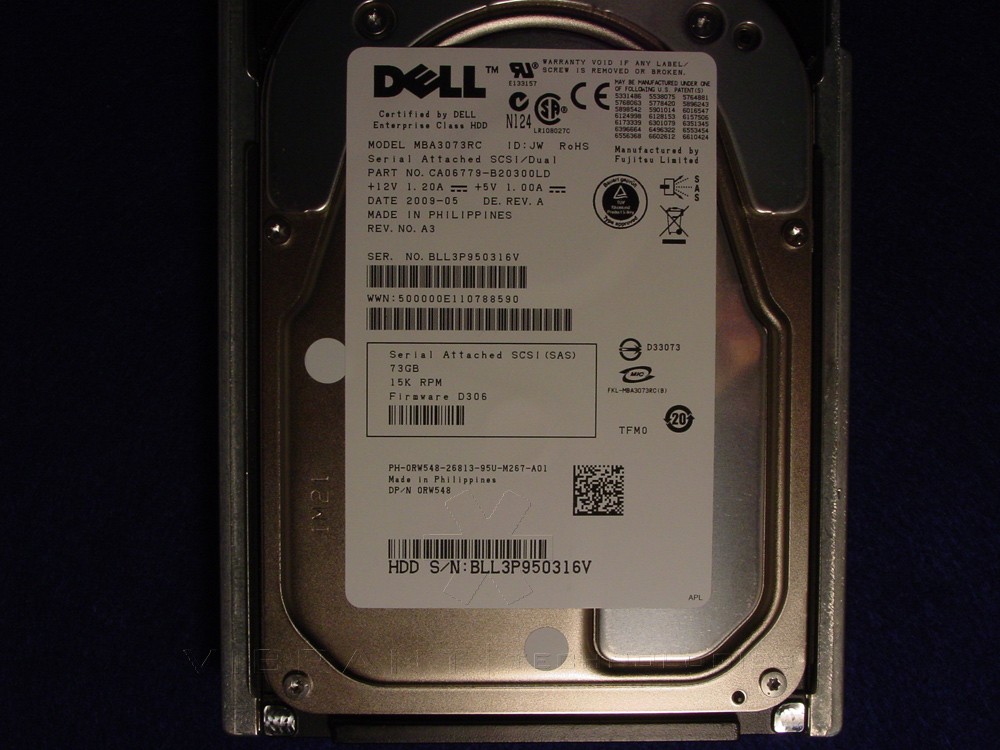 Dell CA06779-B20300LD 73Gb SAS 15k 3.5" Hard Drive Dell Labeled 4z