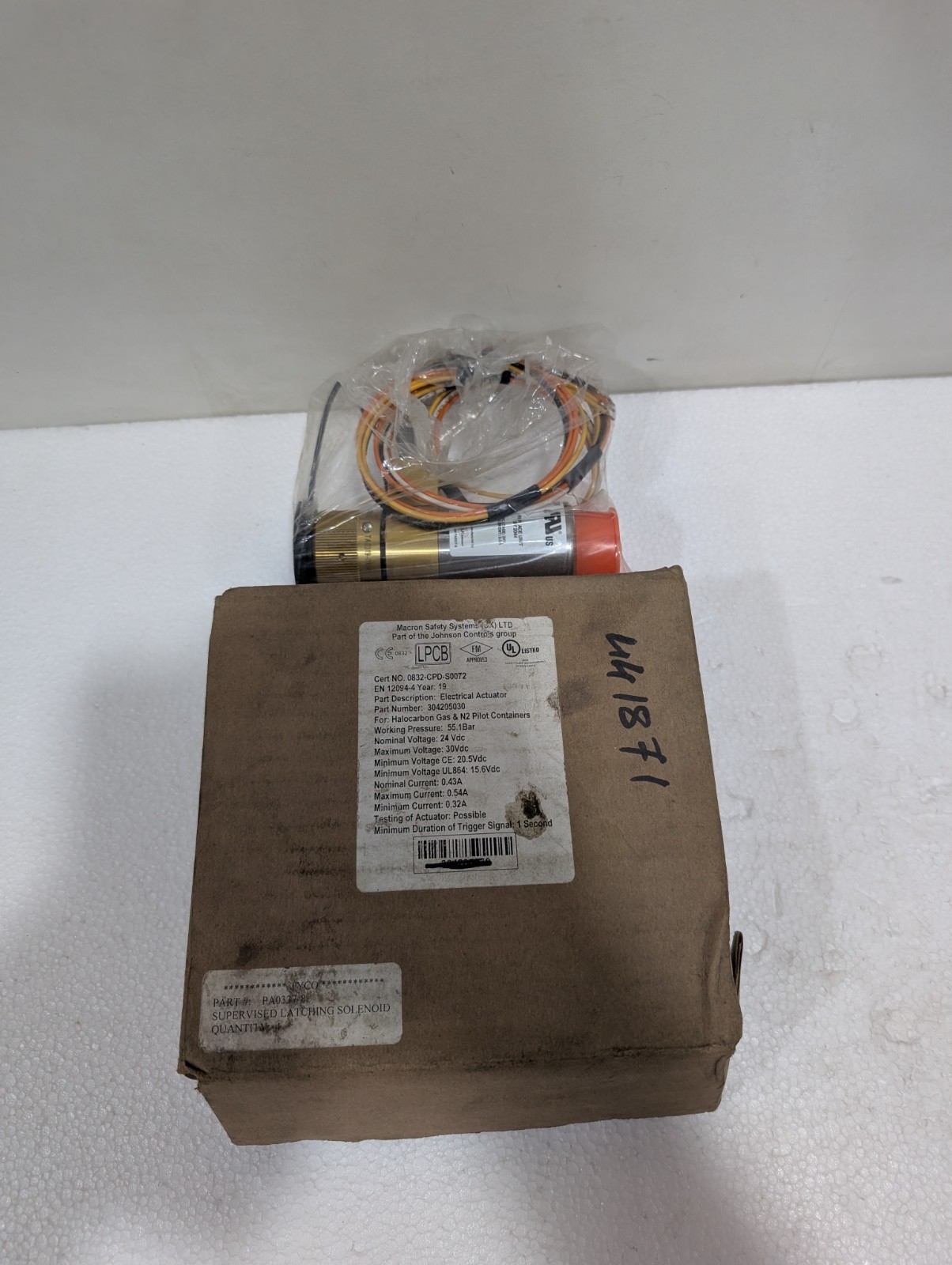 NEW Ansul Electrical Actuator - Part 304205030. Tyco Part Number PA0337-8