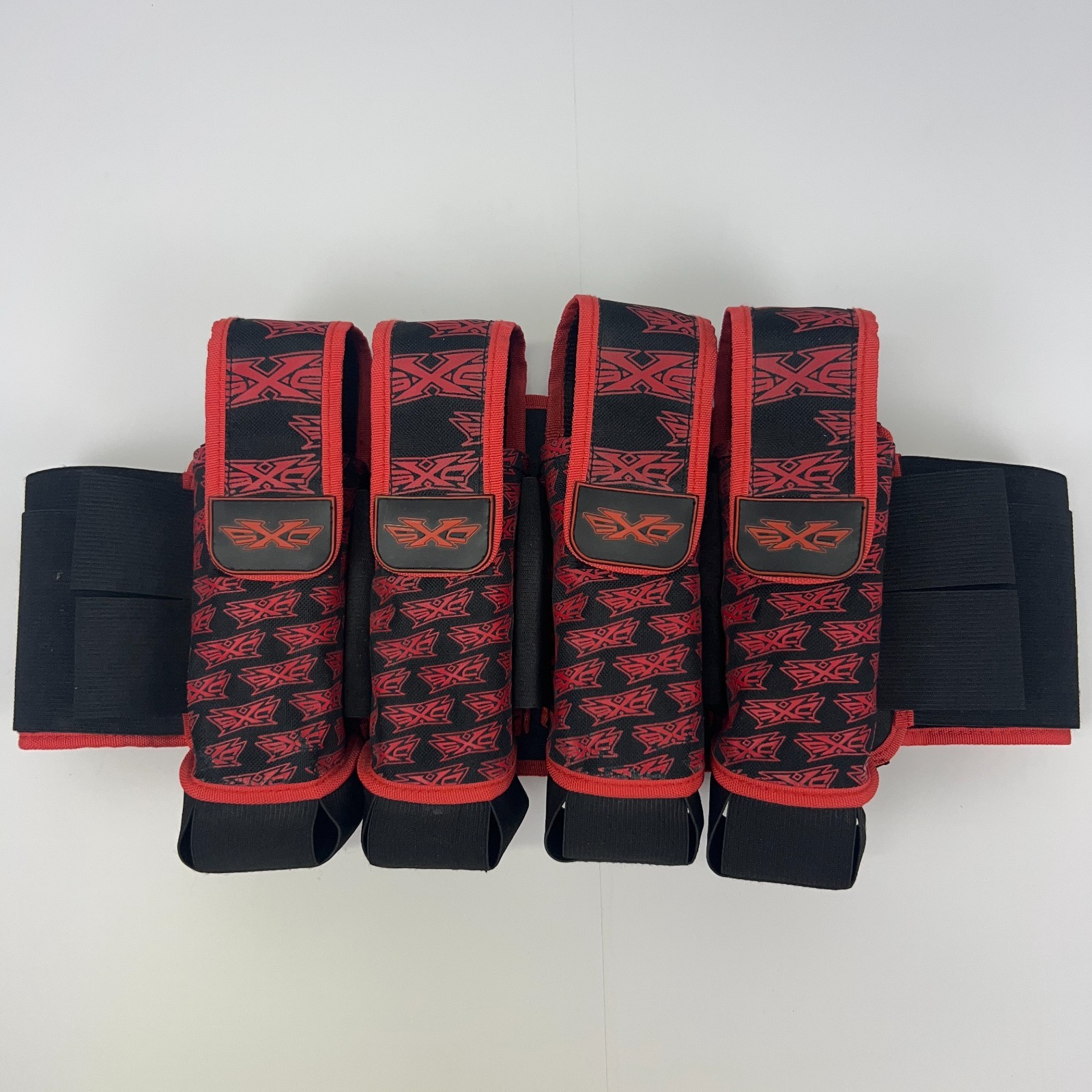 SXC Paintball Pod Pack Harness 4+3+4 (4+7) Black and Red Logo Tournament Belt