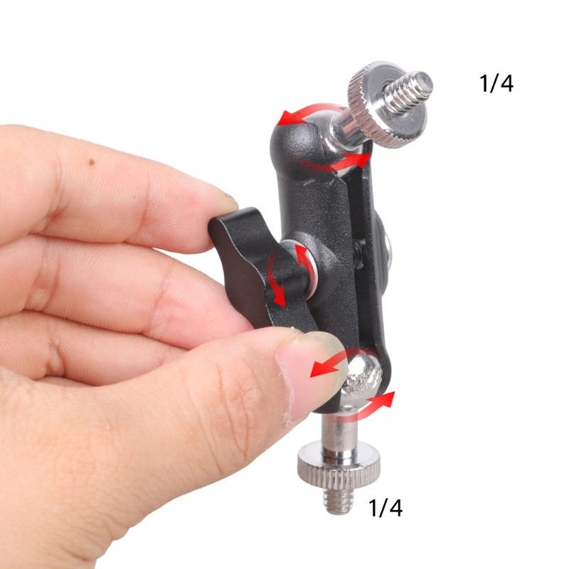 Aluminum Alloy Camera Accessory Adapter 1/4Inch Double Thread Rotatable Mount